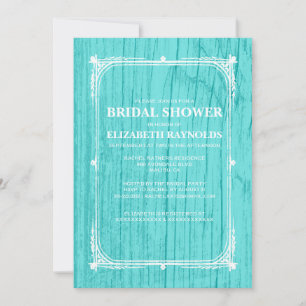 Blauwgroen Westerne Barn Wood Bridal Shower Invita Kaart
