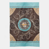 Blauwgroen Westerne keukenhanddoek (Verticaal)