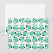 Blauwgroen Whimsical Owl Briefkaart (Voorkant / Achterkant)
