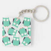 Blauwgroen Whimsical Owl Sleutelhanger (Achterkant)