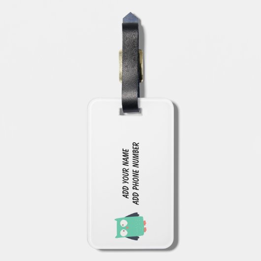 Blauwgroen Whimsical Ownership Bagagelabel (Achterkant verticaal)