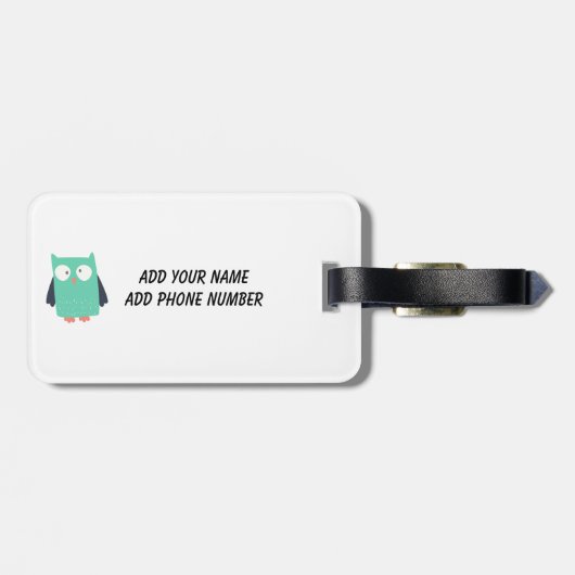 Blauwgroen Whimsical Ownership Bagagelabel (Achterkant horizontaal)
