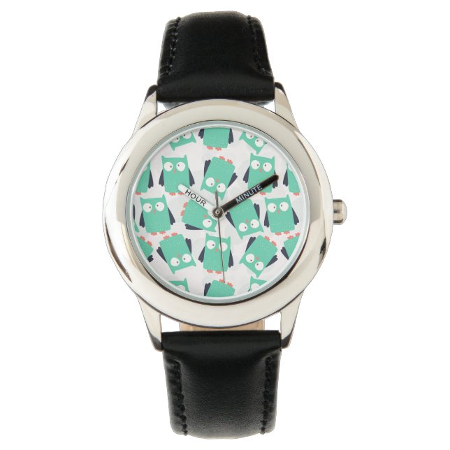 Blauwgroen Whimsical Ownership Horloge (Voorkant)