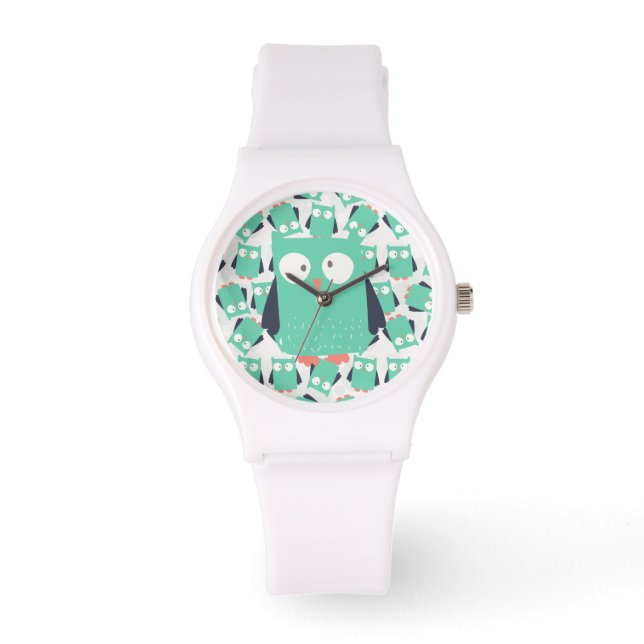Blauwgroen Whimsical Ownership Horloge (Voorkant)