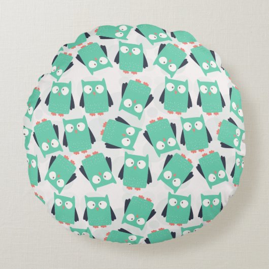 Blauwgroen Whimsical Ownership Rond Kussen (Voorkant)