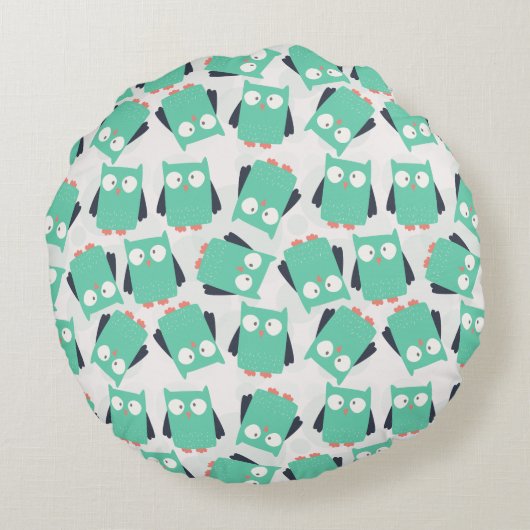 Blauwgroen Whimsical Ownership Rond Kussen (Achterkant)