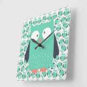 Blauwgroen Whimsical Ownership Vierkante Klok (Hoek)