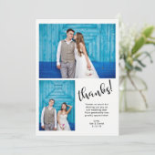 Blauwgroen Whimsy | Twee foto-bruiloft Dank u Bedankkaart (Staand voorkant)