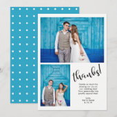 Blauwgroen Whimsy | Twee foto-bruiloft Dank u Bedankkaart (Voorkant / Achterkant)