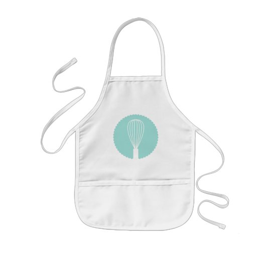 Blauwgroen Whisk Silhouette Kitchen Apron Kinder Schort (Voorkant)