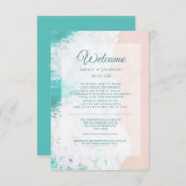 Blauwgroen White Beach Ocean Weddenschap Welkom Informatiekaartje (Voorkant / Achterkant)