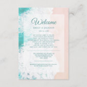 Blauwgroen White Beach Ocean Weddenschap Welkom Informatiekaartje (Voorkant)