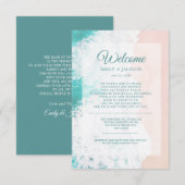 Blauwgroen White Beach Ocean Weddenschap Welkom Informatiekaartje (Voorkant / Achterkant)