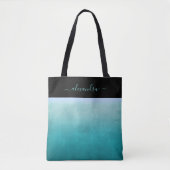Blauwgroen White Black rustic gepersonaliseerd Tote Bag (Voorkant)