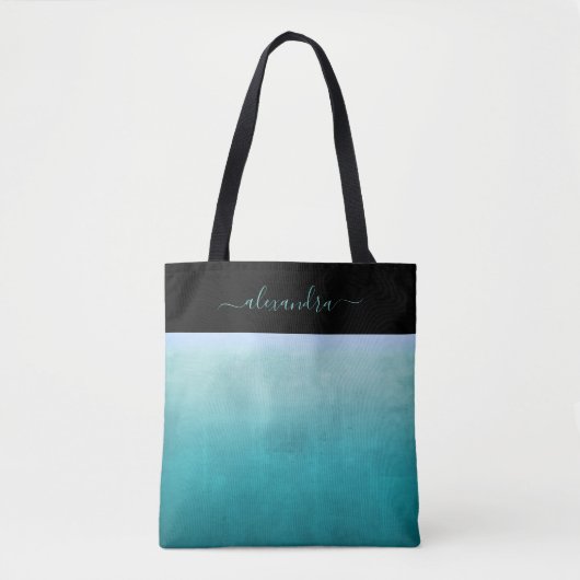 Blauwgroen White Black rustic gepersonaliseerd Tote Bag (Voorkant)