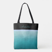 Blauwgroen White Black rustic gepersonaliseerd Tote Bag (Achterkant)