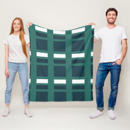 Blauwgroen-White Blue Check Pset Farmhouse Fleece Deken