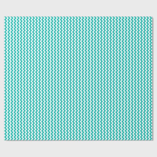 Blauwgroen White Chevron Zig-Zag Pattern Cadeaupapier (Vlak)