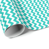 Blauwgroen White Chevron Zig-Zag Pattern Cadeaupapier (Rol Hoek)