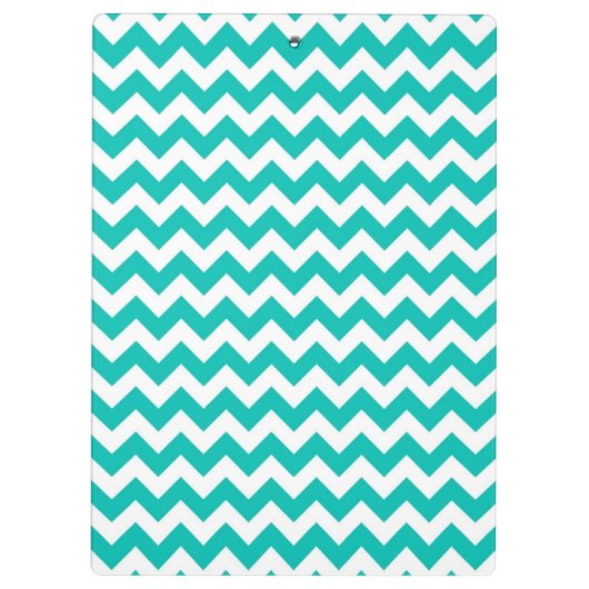 Blauwgroen White Chevron Zig-Zag Pattern Klembord (Achterkant)