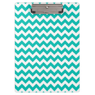 Blauwgroen White Chevron Zig-Zag Pattern Klembord