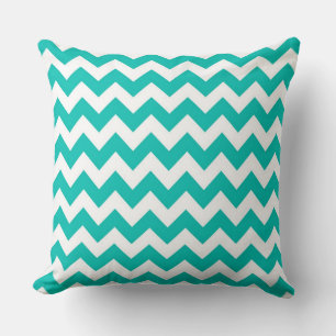 Blauwgroen White Chevron Zig-Zag Pattern Kussen