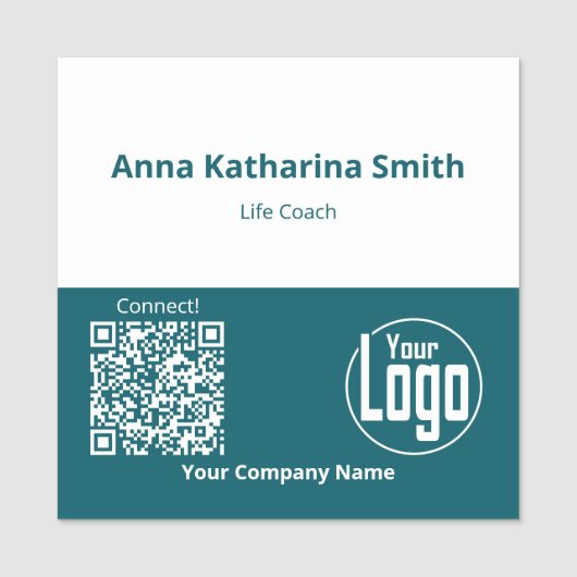 Blauwgroen White Event QR-Code Logo Bedrijfsexpert Naamplaatje (Voorkant)