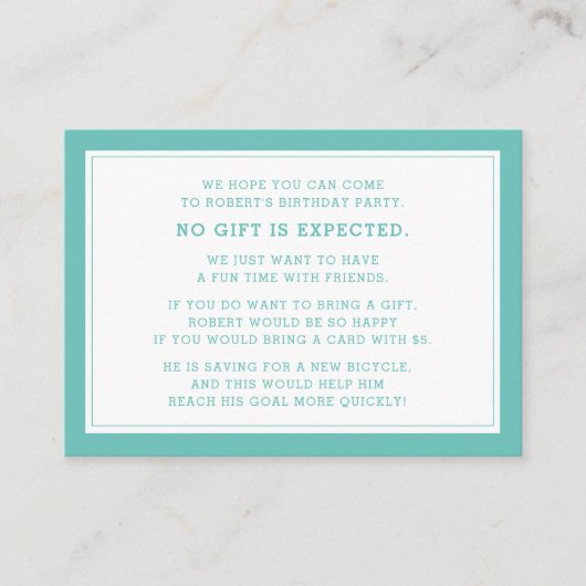 Blauwgroen White Fiver 5 dollar Birthday Party Informatiekaartje (Voorkant)