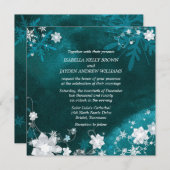 Blauwgroen White Frosty Winter Wedding Kaart (Voorkant / Achterkant)