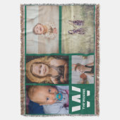Blauwgroen White Multiple Photos Custom Monogram Deken (Voorkant Verticaal)