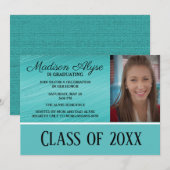 Blauwgroen White Photo Graduation Party Kaart (Voorkant / Achterkant)