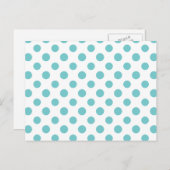 Blauwgroen White Polka Dots Pattern Briefkaart (Voorkant / Achterkant)