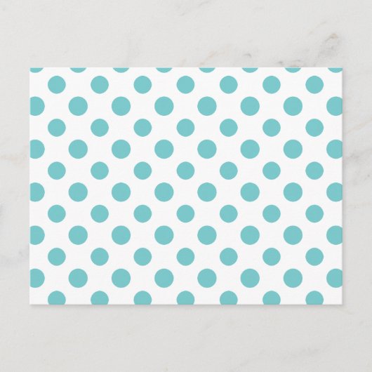 Blauwgroen White Polka Dots Pattern Briefkaart (Voorkant)