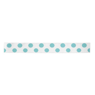 Blauwgroen White Polka Dots Pattern Satijnen Lint