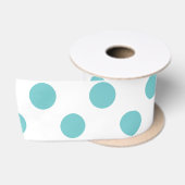 Blauwgroen White Polka Dots Pattern Satijnen Lint (Spoel)