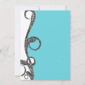 Blauwgroen White Silver Glitter Swirl Sweet 16 Par Kaart (Achterkant)