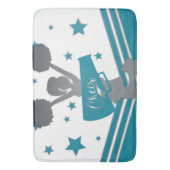 Blauwgroen White Silver Stars Cheer Cheer-toonaang Badmat (Voorkant Verticaal)