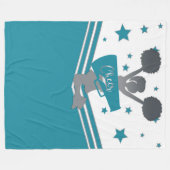 Blauwgroen White Silver Stars Cheer Cheer-toonaang Fleece Deken (Voorkant (Horizontaal))