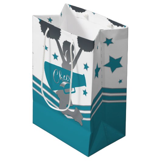 Blauwgroen White Silver Stars Cheer Cheer-toonaang Medium Cadeauzakje