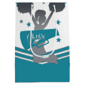 Blauwgroen White Silver Stars Cheer Cheer-toonaang Medium Cadeauzakje (Achterkant)