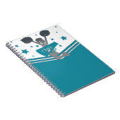 Blauwgroen White Silver Stars Cheer Cheer-toonaang Notitieboek (Rechterzijde)