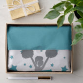 Blauwgroen White Silver Stars Cheer Cheer-toonaang Tissuepapier (Geschenk)