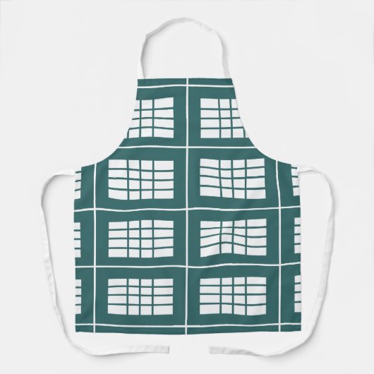 Blauwgroen White Stripes Pattern Bakery Catering K Schort (Voorkant)