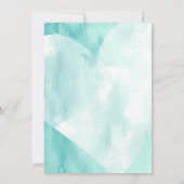Blauwgroen White Waterverf Heart Wedding Celebrati Kaart (Achterkant)