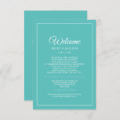 Blauwgroen White Wedding Welkom Informatiekaartje (Voorkant / Achterkant)