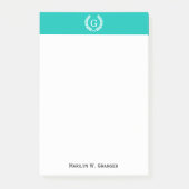 Blauwgroen White Wheat Laurel Wreated Initiaal Mon Post-it® Notes (Voorkant)