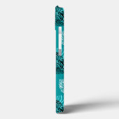 Blauwgroen White Zebra Print Hearts Monogram iPhon Case-Mate iPhone Case (Achterkant / Links)