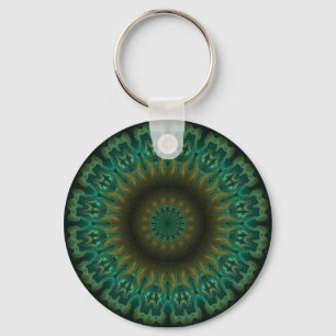 Blauwgroen wiel Kaleidoscoop Sleutelhanger