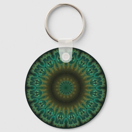 Blauwgroen wiel Kaleidoscope Sleutelhanger (Voorkant)