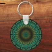 Blauwgroen wiel Kaleidoscope Sleutelhanger (Voorkant)